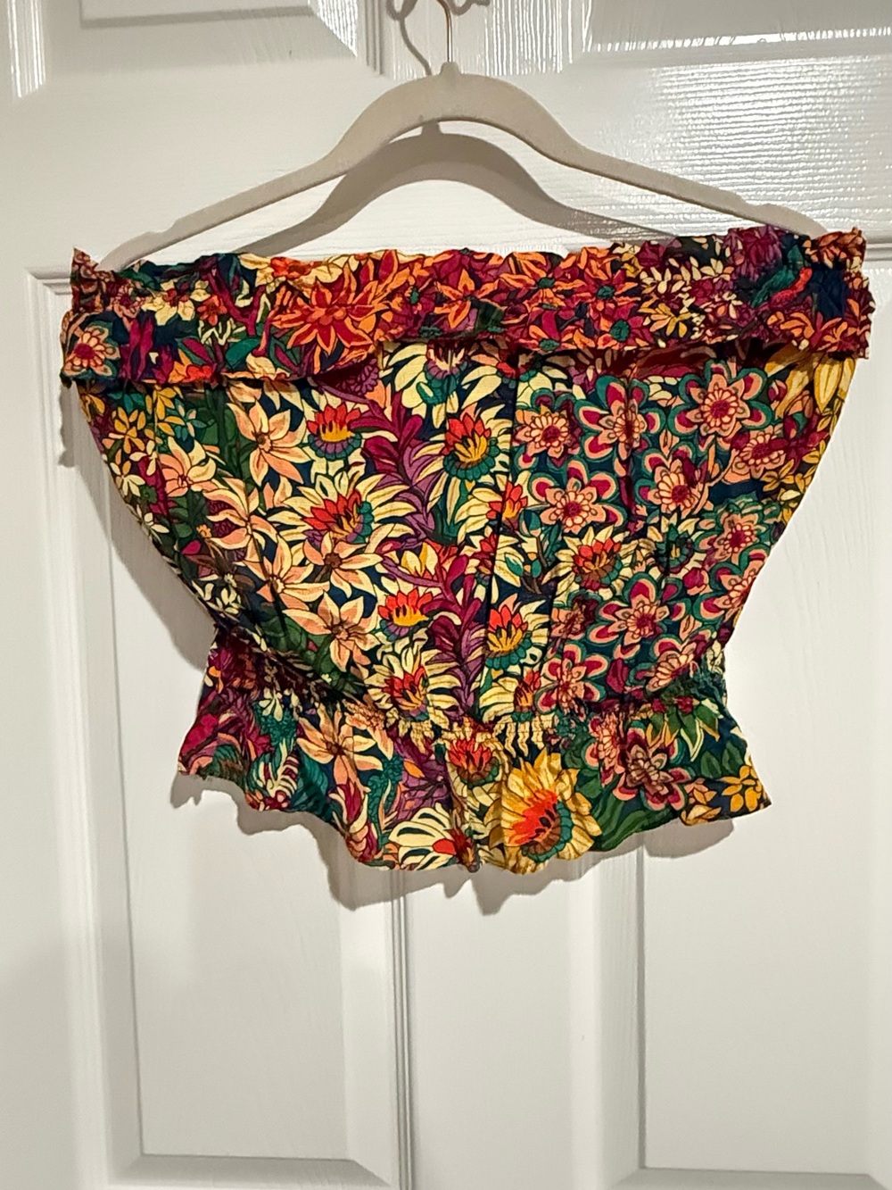Maeve Multicolor Floral Smocked Strapless Top